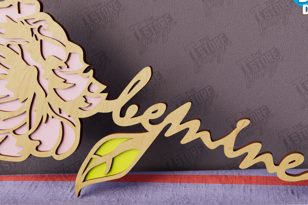 Σετ των 2 Intra απο ξύλο plywood 3mm-4mm πάχος – Λουλούδια του Αγίου Βαλεντίνου | Ρομαντικό δώρο Δίασταση  20x20 cm INTRAFABR-112499452