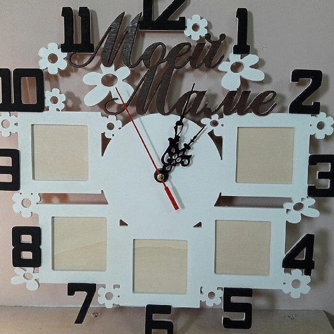 Σετ των 2 Intra απο ξύλο plywood 3mm-4mm πάχος – Ρολόι τοίχου με ξύλο κορνίζας 15x15 cm INTRAVECTRY-MY558560