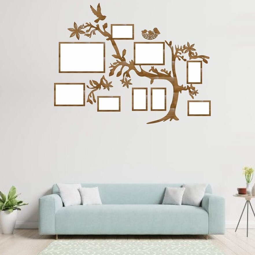 Σετ των 2 Intra απο ξύλο plywood 3mm-4mm πάχος – Τρισδιάστατο ακρυλικό δέντρο οικογενειακής κορνίζας με ξύλο πουλιών 30x30 cm INTRAVECTRY-MY558581