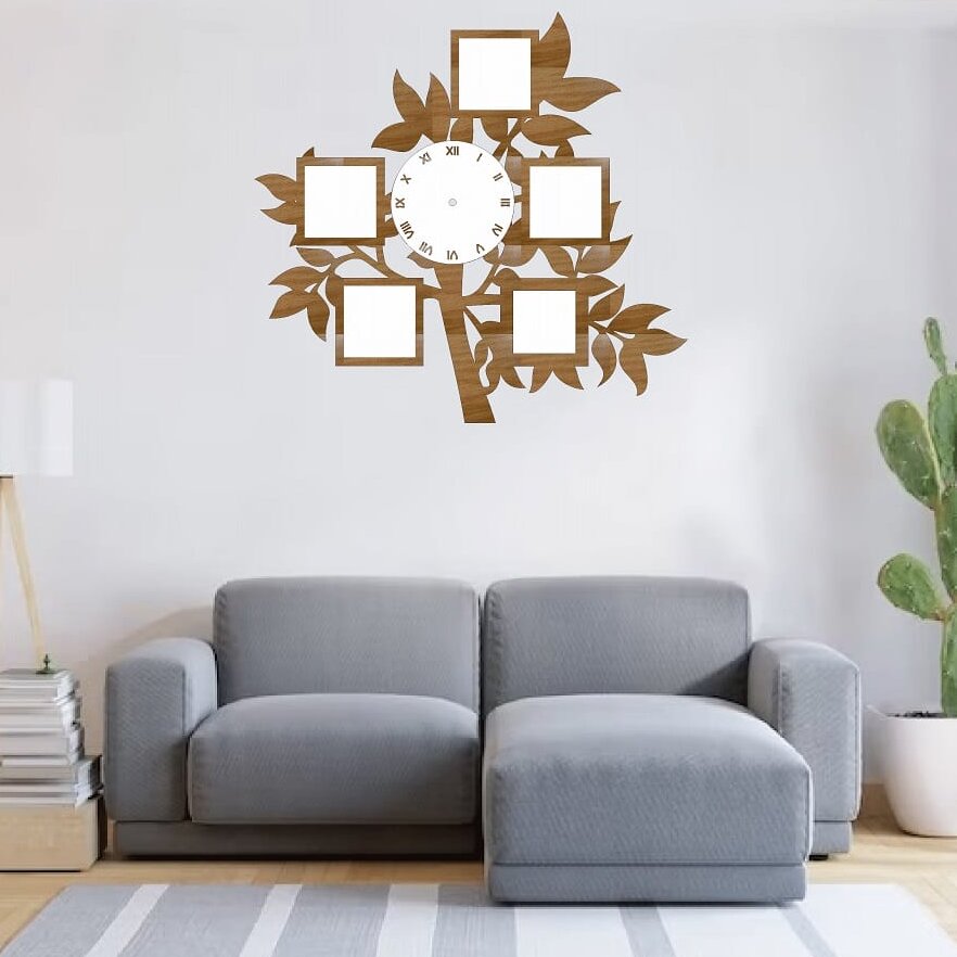 Σετ των 2 Intra απο ξύλο plywood 3mm-4mm πάχος – Κορνίζα οικογενειακού δέντρου με ξύλο ρολογιού 40x40 cm INTRAVECTRY-MY552943