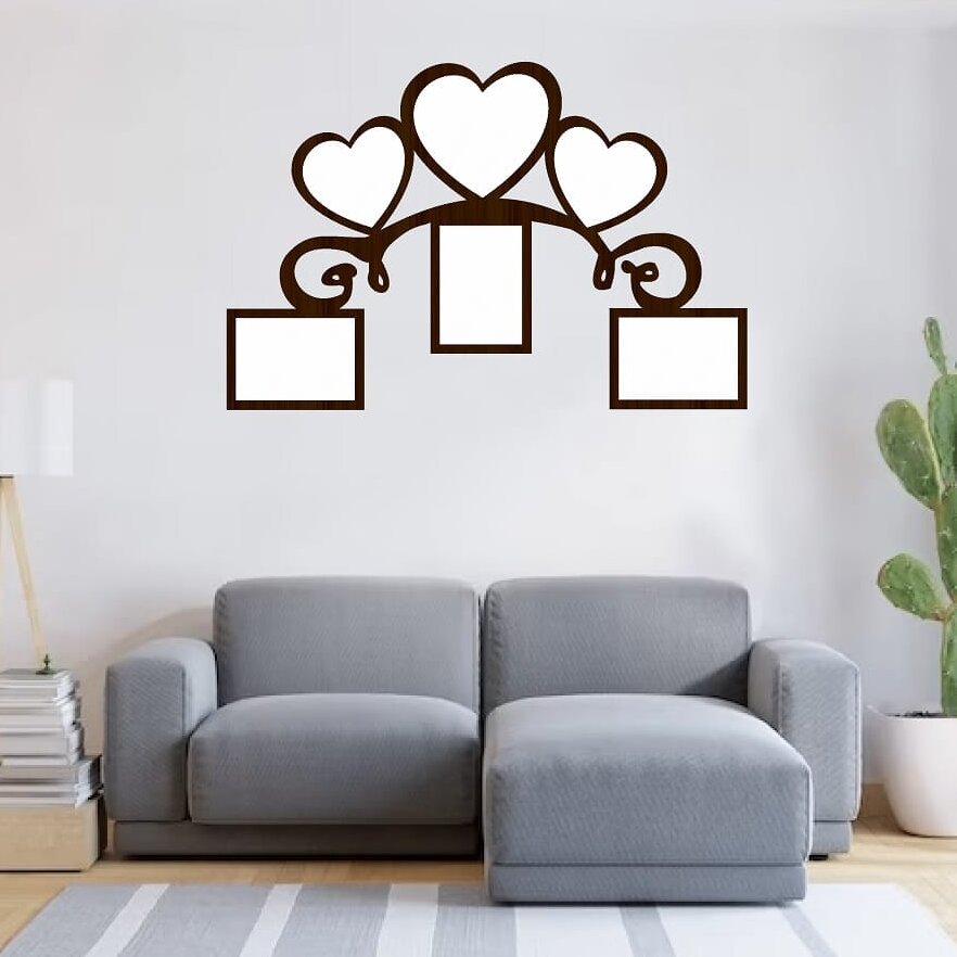 Σετ των 2 Intra απο ξύλο plywood 3mm-4mm πάχος – ξύλο κορνίζας φωτογραφιών κολάζ Three Hearts Six Pictures 20x20 cm INTRAVECTRY-MY552956