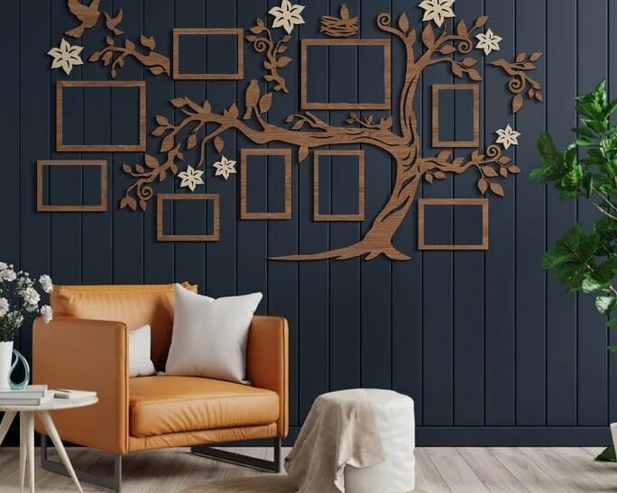 Σετ των 2 Intra απο ξύλο plywood 3mm-4mm πάχος – Κορνίζα οικογενειακού δέντρου με ξύλο Bird Nest 25x30 cm INTRAVECTRY-MY558632