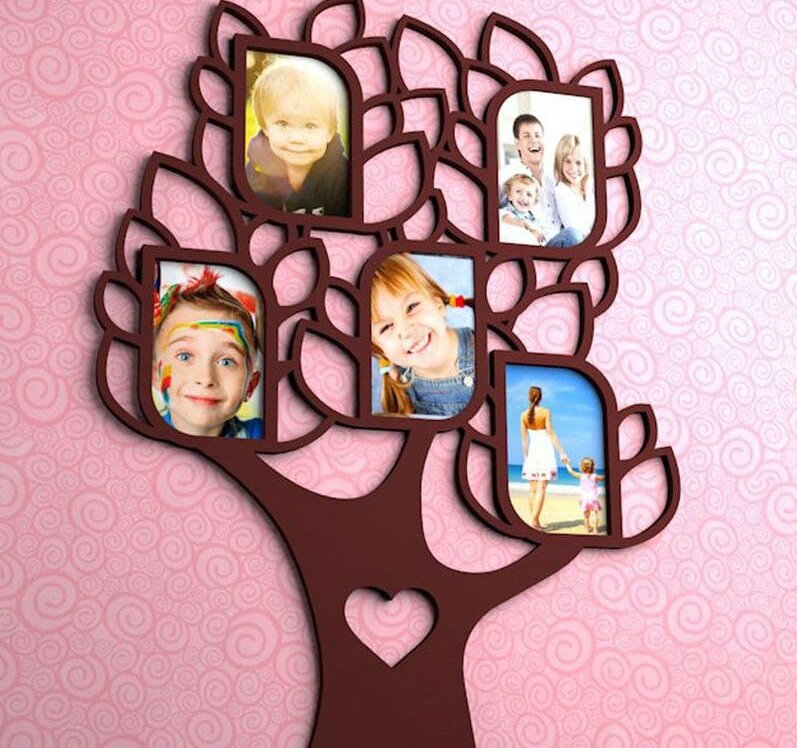 Intra απο ξύλο plywood 3mm-4mm πάχος – Οικογενειακό δέντρο αγάπης με ξύλο 5 καρέ 40x40 cm INTRAVECTRY-MY557384