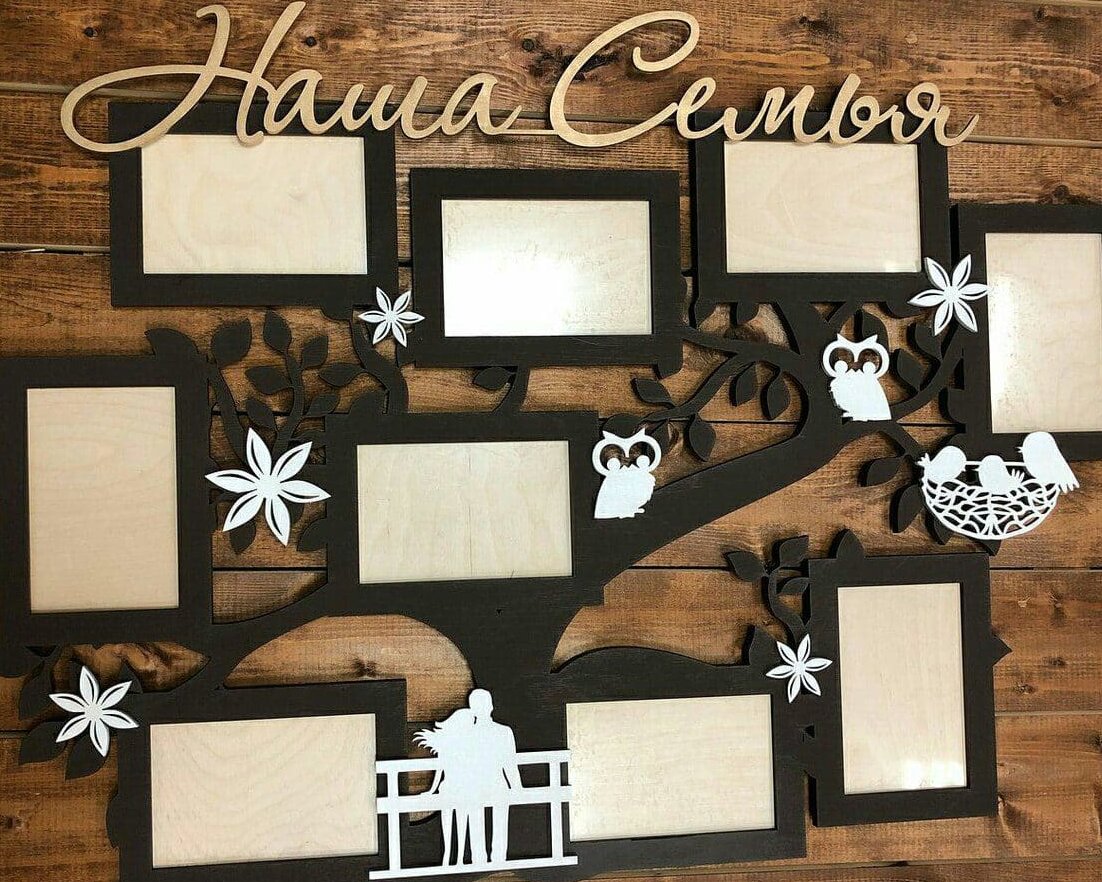 Σετ των 2 Intra απο ξύλο plywood 3mm-4mm πάχος – Το ξύλο μας με κορνίζα για το οικογενειακό δέντρο 40x45 cm INTRAVECTRY-MY552978