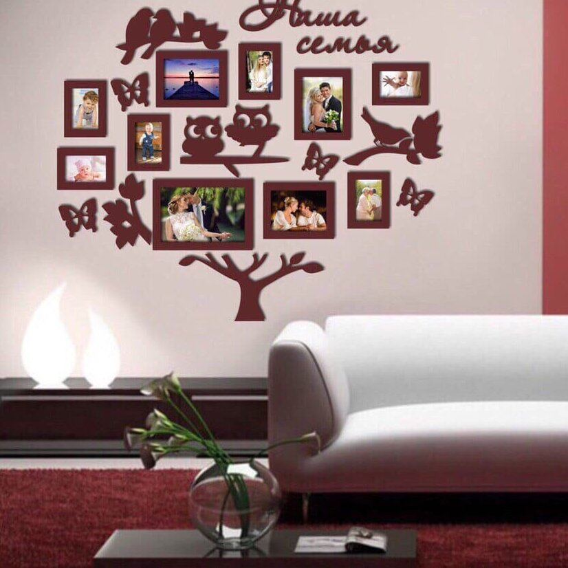 Σετ των 2 Intra απο ξύλο plywood 3mm-4mm πάχος – Κορνίζα οικογενειακού δέντρου με ξύλο για κουκουβάγιες και πουλιά 25x25 cm INTRAVECTRY-MY552983