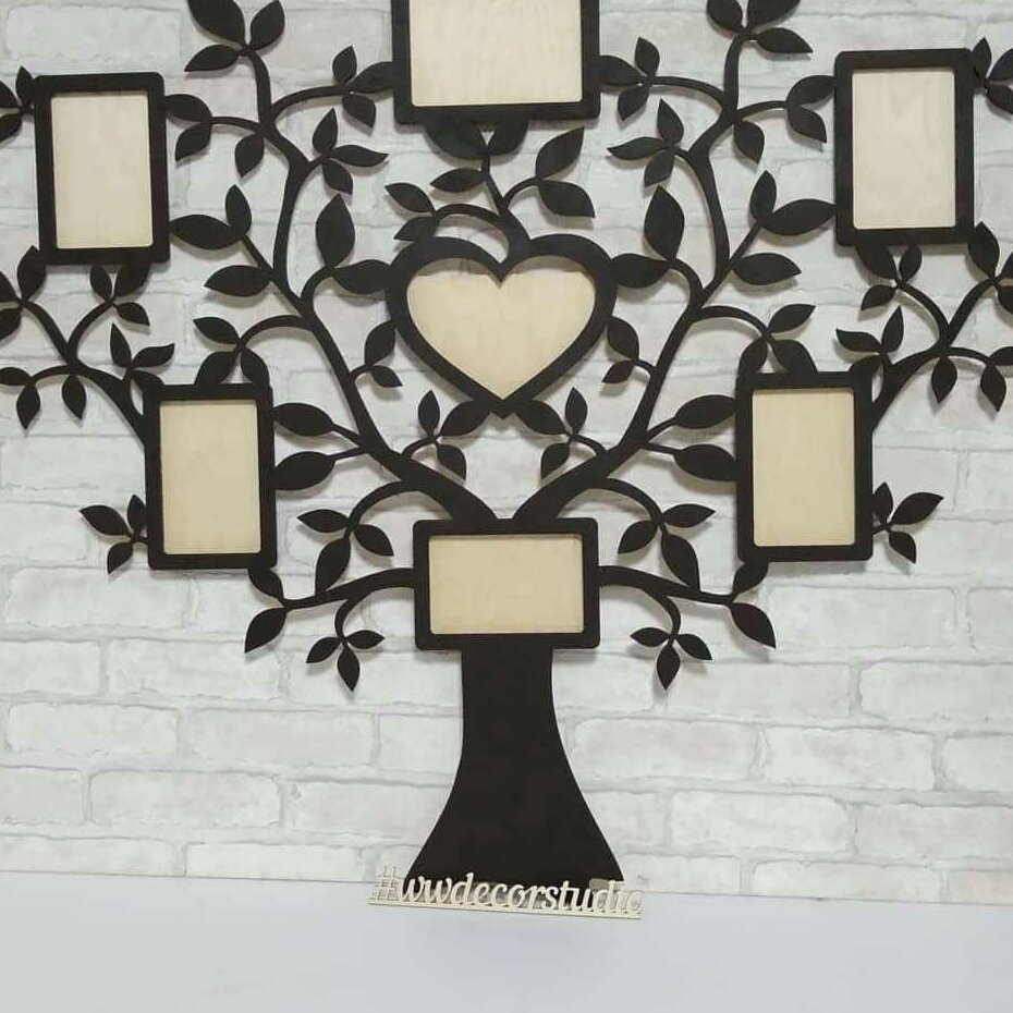 Σετ των 2 Intra απο ξύλο plywood 3mm-4mm πάχος – Οικογενειακό δέντρο με 7 ξύλο κορνίζας φωτογραφιών 40x45 cm INTRAVECTRY-MY552986