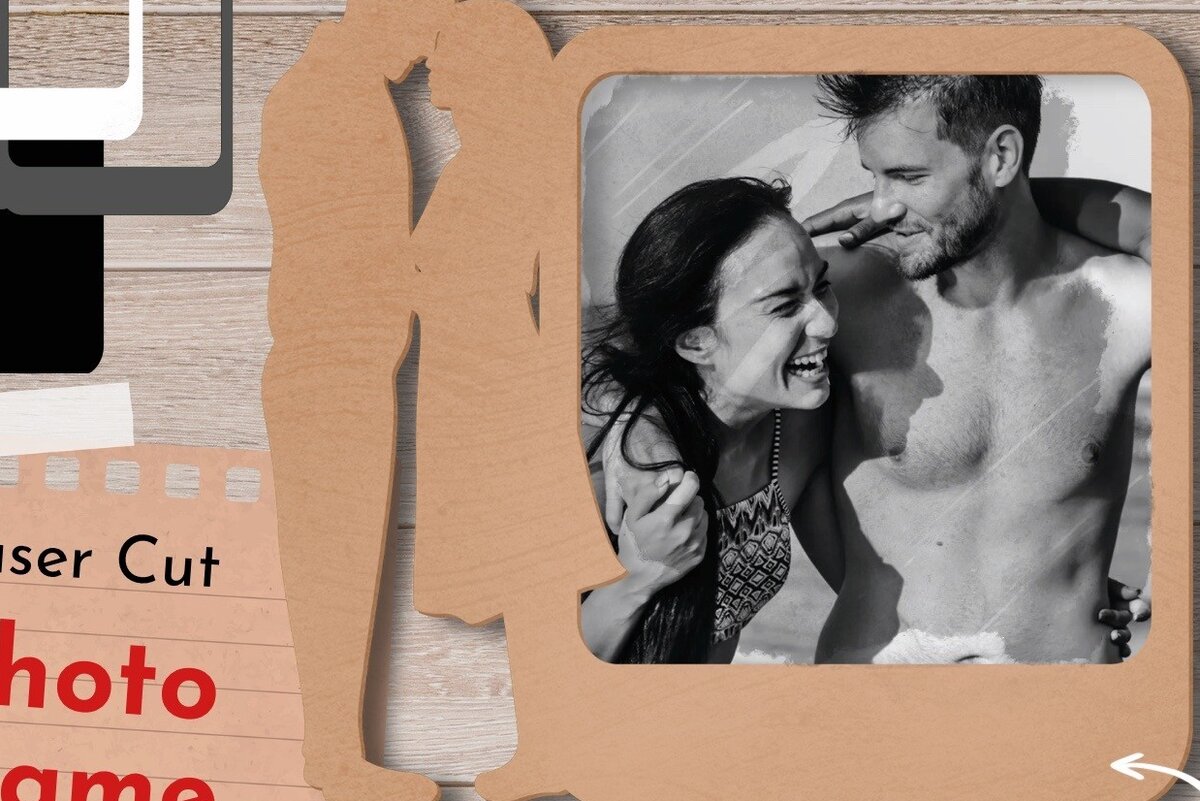 Σετ των 2 Intra απο ξύλο plywood 3mm-4mm πάχος – Κοπή λέιζερ για την ημέρα του Αγίου Βαλεντίνου, κορνίζα Δίασταση  20x20 cm INTRAFABR-57390235