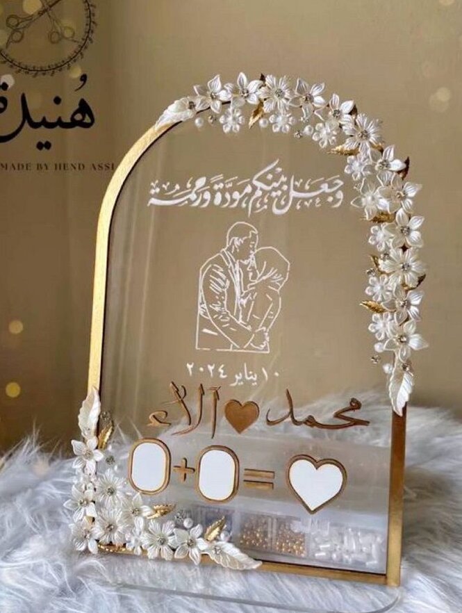 Intra απο ξύλο plywood 3mm-4mm πάχος – Εξατομικευμένη ακρυλική πλάκα αντίχειρων Nikkah 40x40 cm INTRAVECTRY-MY558372