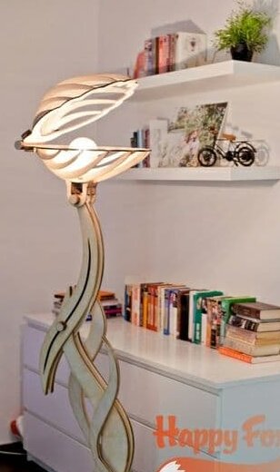 Σετ των 2 Intra απο ξύλο plywood 3mm-4mm πάχος – Ξύλινο ρυθμιζόμενο φωτιστικό δαπέδου από κοχύλι 35x40 cm INTRAVECTRY-MY554304