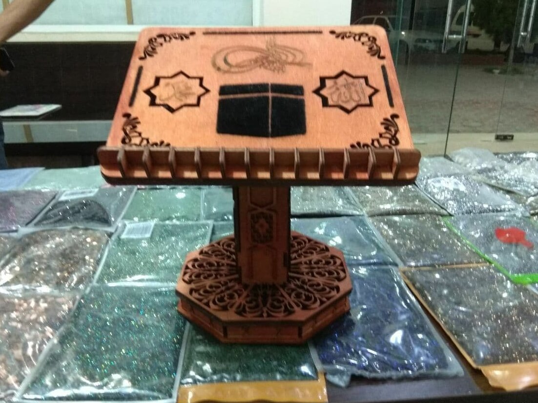 Σετ των 2 Intra απο ξύλο plywood 3mm-4mm πάχος – ξύλο Τουρκικού Στυλ του Ιερού Κορανίου 20x20 cm INTRAVECTRY-MY554307