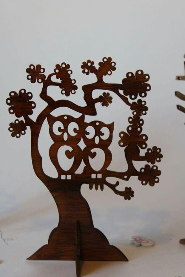 Intra απο ξύλο plywood 3mm-4mm πάχος – ξύλο με βάση το δέντρο κοσμημάτων κουκουβάγιας 30x30 cm INTRAVECTRY-MY560502