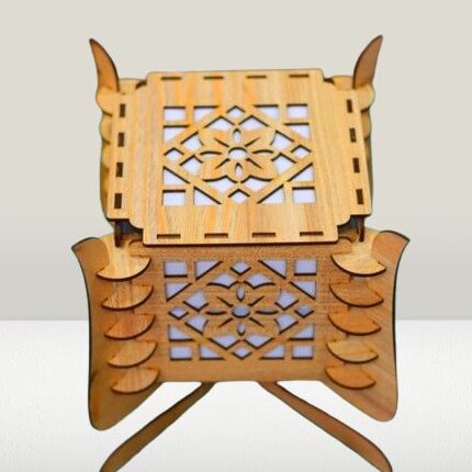 Intra απο ξύλο plywood 3mm-4mm πάχος – Επιτραπέζιο φωτιστικό νύχτας με σκιά με floral σχέδιο για διακόσμηση σπιτιού 40x45 cm INTRAVECTRY-MY557125