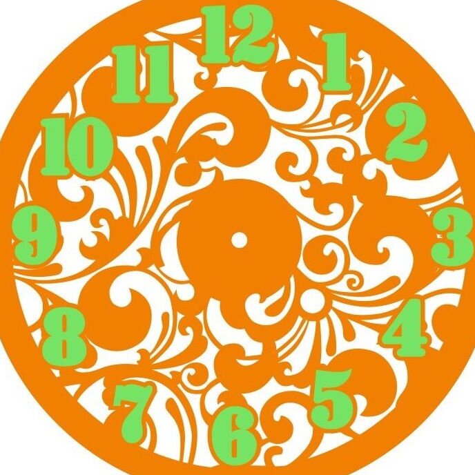 Intra απο ξύλο plywood 3mm-4mm πάχος – ξύλο ρολόι τοίχου με floral σχέδιο 40x45 cm INTRAVECTRY-MY554366