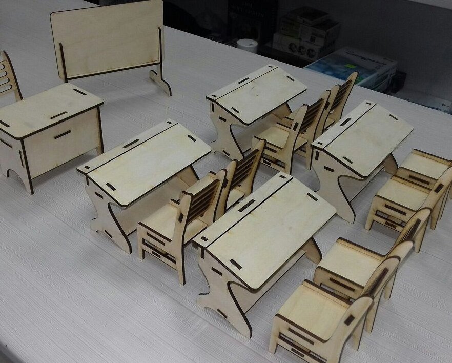 Intra απο ξύλο plywood 3mm-4mm πάχος – ξύλο μινιατούρα έπιπλα τάξης για παιδιά 12x15 cm INTRAVECTRY-MY560437