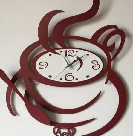 Intra απο ξύλο plywood 3mm-4mm πάχος – ξύλο Ρολόι τοίχου Κουζίνας Φλιτζάνι Καφέ 25x30 cm INTRAVECTRY-MY560967