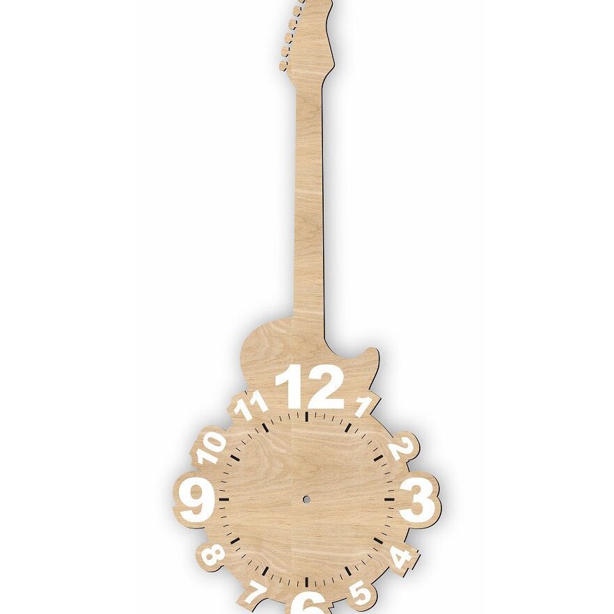 Intra απο ξύλο plywood 3mm-4mm πάχος – ξύλο ρολογιού τοίχου σε σχήμα κιθάρας 20x20 cm INTRAVECTRY-MY557153