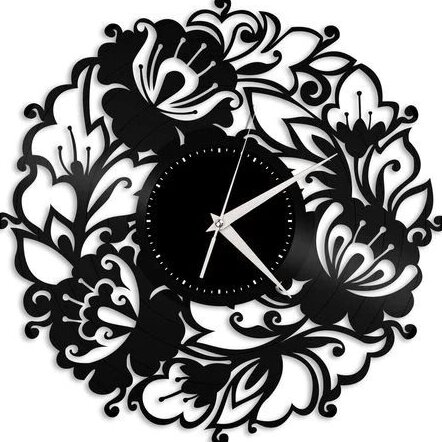 Intra απο ξύλο plywood 3mm-4mm πάχος – Ρολόι τοίχου με δίσκους λουλουδιών βινυλίου για διακόσμηση σπιτιού 35x40 cm INTRAVECTRY-MY560980