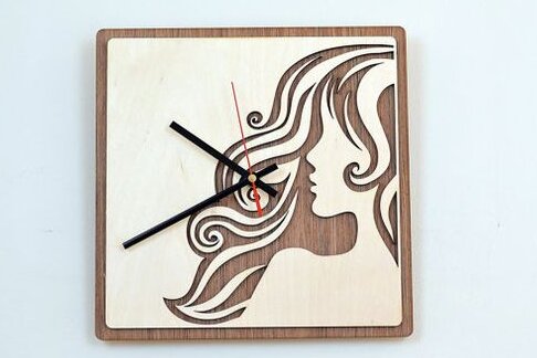 Intra απο ξύλο plywood 3mm-4mm πάχος – Μοντέρνο κορίτσι Ξύλινο ρολόι τοίχου ξύλο 12x15 cm INTRAVECTRY-MY557161