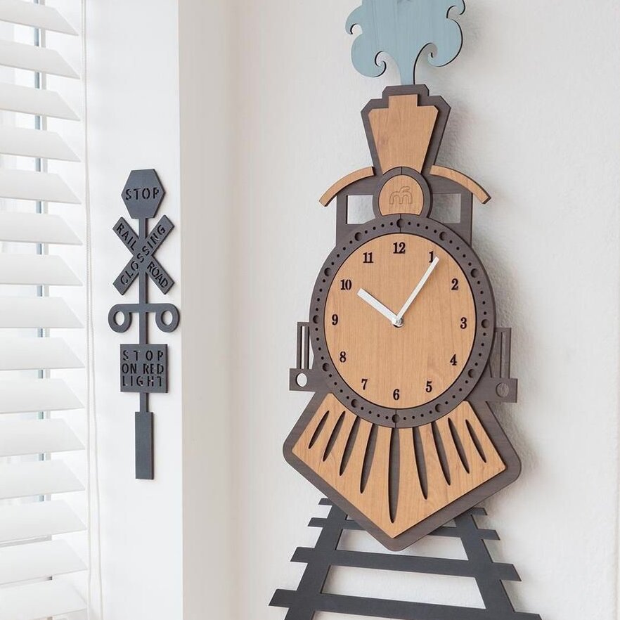 Intra απο ξύλο plywood 3mm-4mm πάχος – Ξύλινο Ξύλινο ρολόι τοίχου για παιδικό δωμάτιο 40x40 cm INTRAVECTRY-MY560985