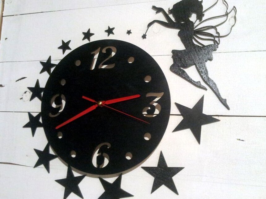 Intra απο ξύλο plywood 3mm-4mm πάχος – ξύλο Ξύλινο ρολόι τοίχου Fairy 10x10 cm INTRAVECTRY-MY557165