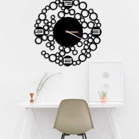 Intra απο ξύλο plywood 3mm-4mm πάχος – ξύλο ρολόι τοίχου Elegant Circles 45x50 cm INTRAVECTRY-MY557166