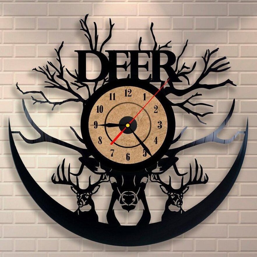 Intra απο ξύλο plywood 3mm-4mm πάχος – ξύλο ρολογιού τοίχου δίσκου βινυλίου ελάφι 40x45 cm INTRAVECTRY-MY554587