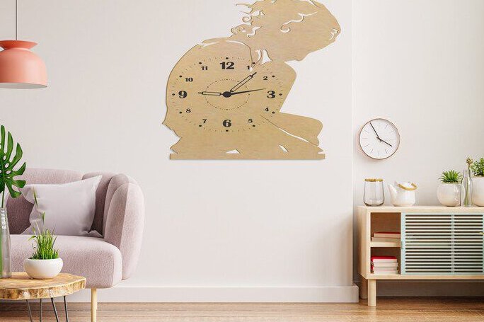 Intra απο ξύλο plywood 3mm-4mm πάχος – ξύλο Ξύλινο ρολόι τοίχου Lonely Girl 20x25 cm INTRAVECTRY-MY561002
