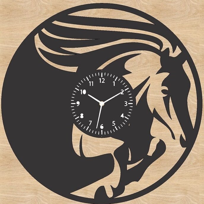 Intra απο ξύλο plywood 3mm-4mm πάχος – ξύλο ρολογιού τοίχου Running Horse Vinyl Record 10x10 cm INTRAVECTRY-MY561016