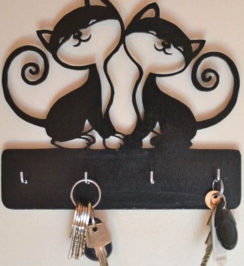 Intra απο ξύλο plywood 3mm-4mm πάχος – ξύλο Cute Cats Key Holder 30x30 cm INTRAVECTRY-MY554633