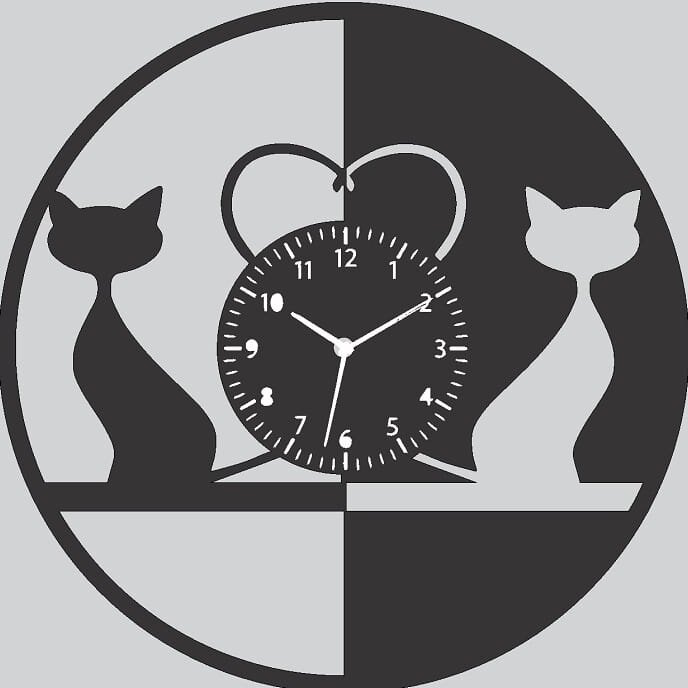 Intra απο ξύλο plywood 3mm-4mm πάχος – ξύλο ρολογιού τοίχου δίσκων Cats Vinyl 12x15 cm INTRAVECTRY-MY561019