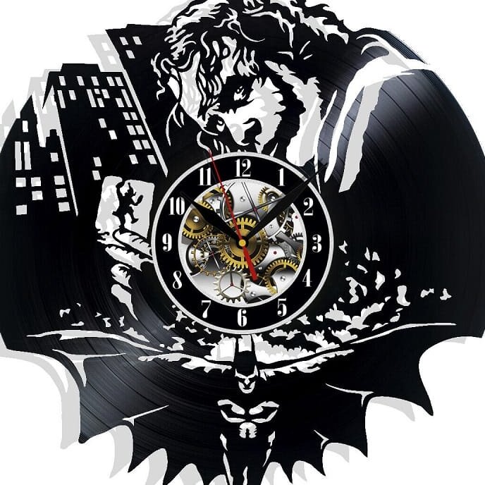 Intra απο ξύλο plywood 3mm-4mm πάχος – ξύλο ρολογιού τοίχου με δίσκους βινυλίου Joker Batman 40x40 cm INTRAVECTRY-MY560748