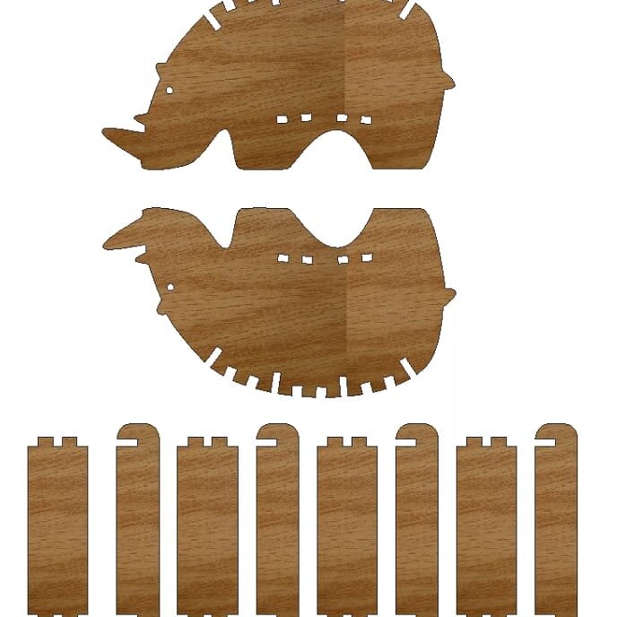 Σετ των 2 Intra απο ξύλο plywood 3mm-4mm πάχος – ξύλο Rhino Chair for Kids 50x60 cm INTRAVECTRY-MY554675