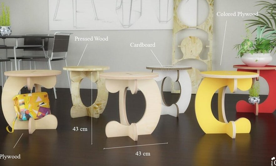 Σετ των 2 Intra απο ξύλο plywood 3mm-4mm πάχος – Λίμα σκαμπό μαϊμού από κόντρα πλακέ 20x25 cm INTRAVECTRY-MY554680