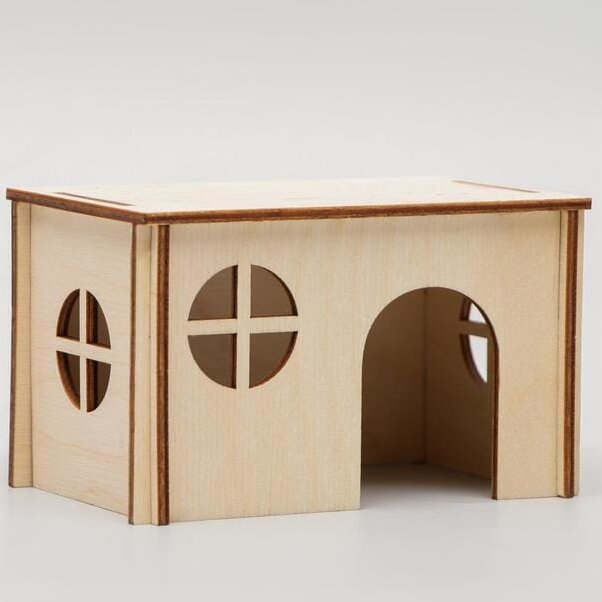 Intra απο ξύλο plywood 3mm-4mm πάχος – Τρωκτικό Σπίτι με Λίμα Επίπεδης Στέγης 40x45 cm INTRAVECTRY-MY554846