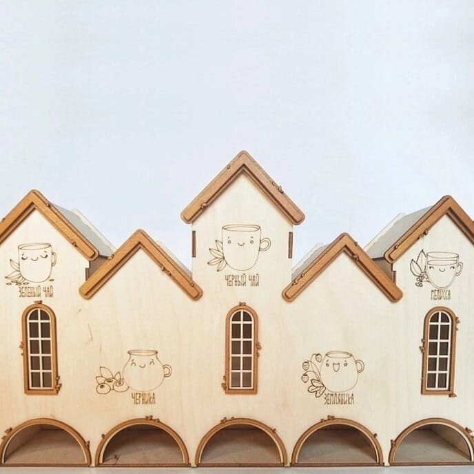 Intra απο ξύλο plywood 3mm-4mm πάχος – ξύλο Πέντε Διαμερισμάτων Tea House 25x25 cm INTRAVECTRY-MY557849