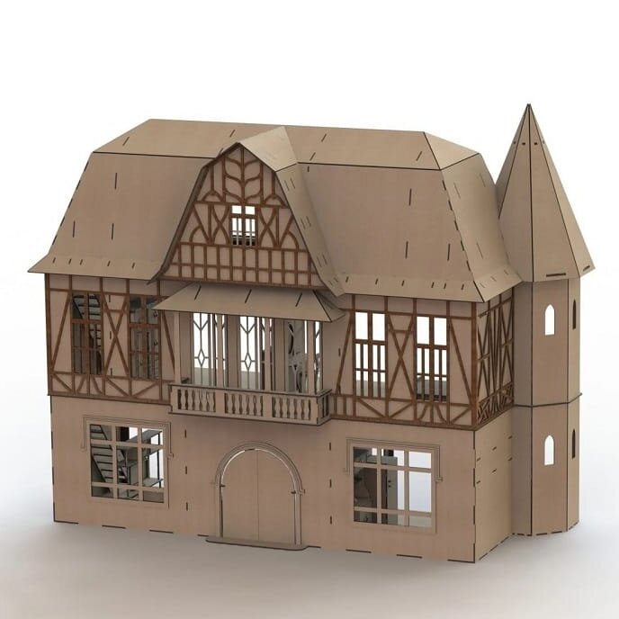 Intra απο ξύλο plywood 3mm-4mm πάχος – ξύλο Renan House Europe Model Dollhouse 30x30 cm INTRAVECTRY-MY554856