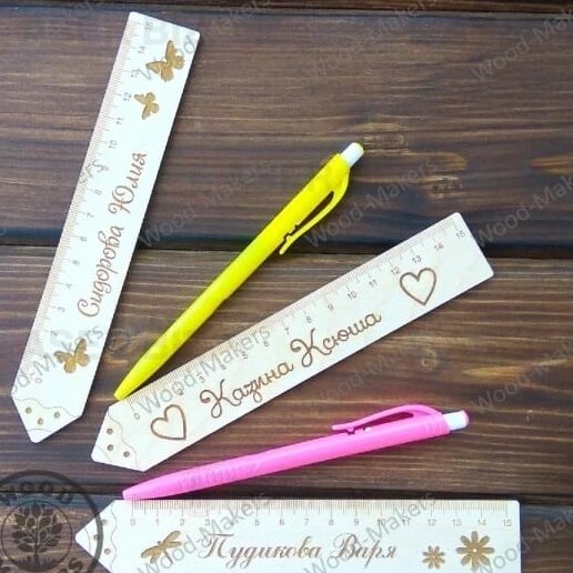 Σετ των 2 Intra απο ξύλο plywood 3mm-4mm πάχος – ξύλο Χάρακα σχήματος μολυβιού για μαθητές 35x40 cm INTRAVECTRY-MY554871