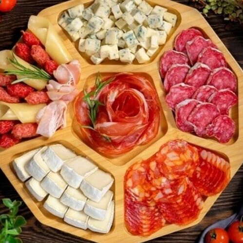 Intra απο ξύλο plywood 3mm-4mm πάχος – ξύλο δίσκου σερβιρίσματος με έξι διαμερίσματα με δεκάγωνο 45x50 cm INTRAVECTRY-MY554917