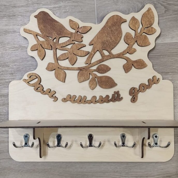 Intra απο ξύλο plywood 3mm-4mm πάχος – ξύλο Two Birds Key Holder 15x15 cm INTRAVECTRY-MY554934