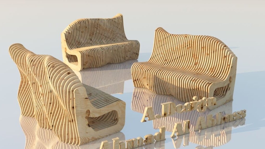 Intra απο ξύλο plywood 3mm-4mm πάχος – Παραμετρικό ξύλο πάγκου κυμάτων 30x35 cm INTRAVECTRY-MY554937