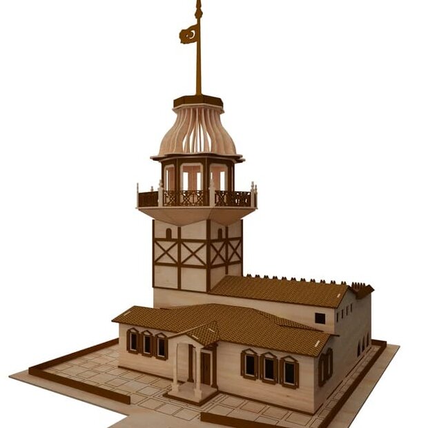 Intra απο ξύλο plywood 3mm-4mm πάχος – ξύλο 3D ξύλινου μοντέλου Maiden Tower 40x40 cm INTRAVECTRY-MY555020