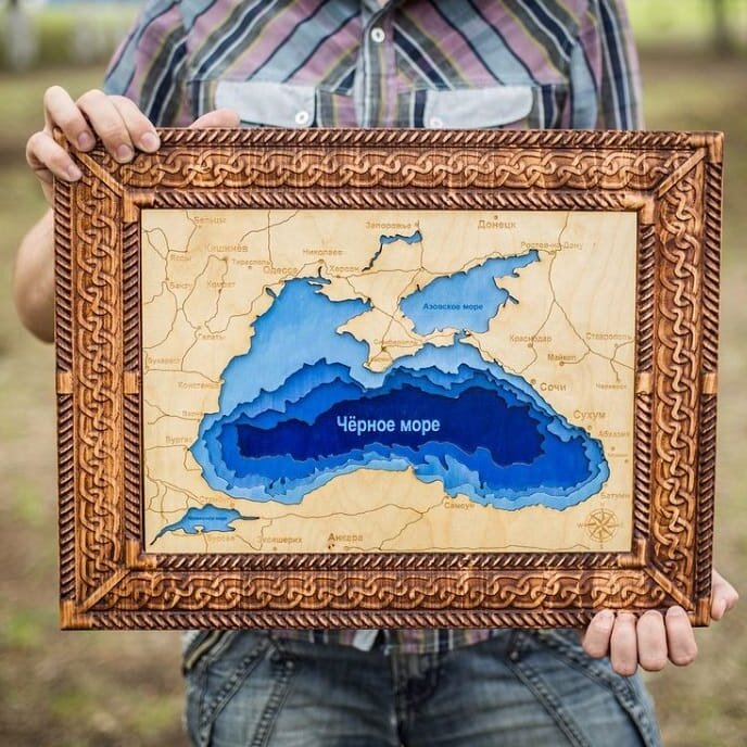 Intra απο ξύλο plywood 3mm-4mm πάχος – Πολυεπίπεδο Ξύλινο ξύλο χάρτη Μαύρης Θάλασσας 25x25 cm INTRAVECTRY-MY558017