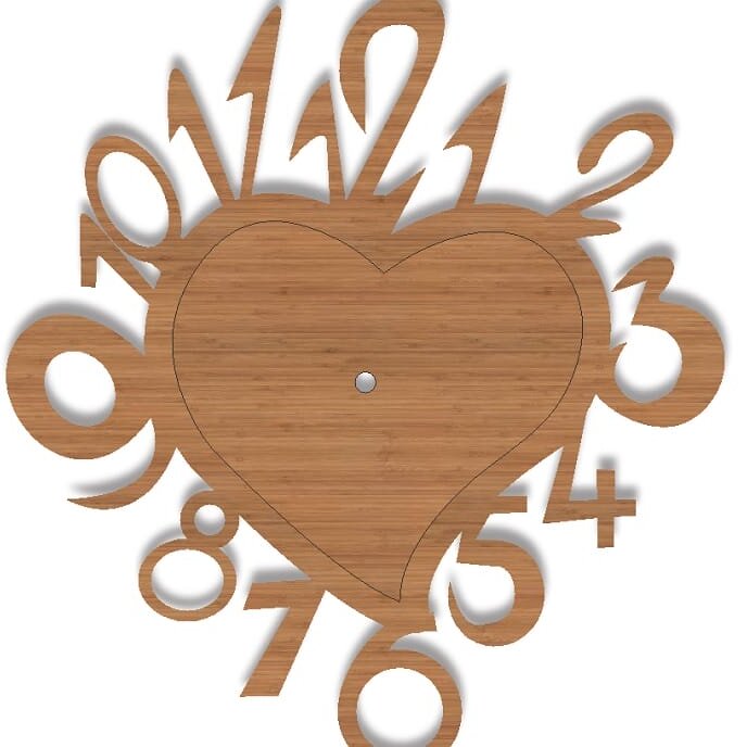 Intra απο ξύλο plywood 3mm-4mm πάχος – ξύλο ρολόι τοίχου σε σχήμα καρδιάς 20x25 cm INTRAVECTRY-MY561031