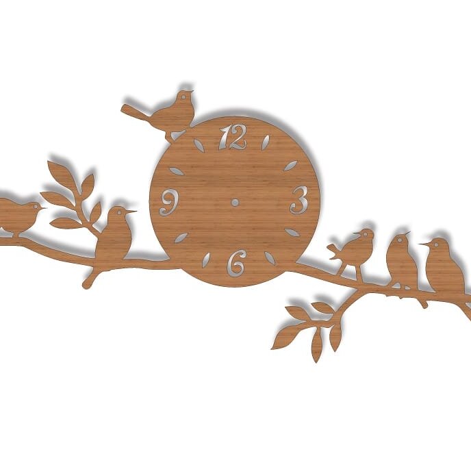 Intra απο ξύλο plywood 3mm-4mm πάχος – Πρότυπο ρολογιού τοίχου πουλιά 20x25 cm INTRAVECTRY-MY561035