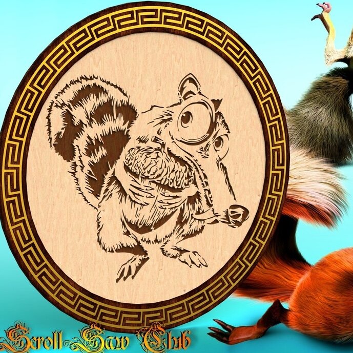 Intra απο ξύλο plywood 3mm-4mm πάχος – Ξύλινη λίμα μαγνήτης Saber Toothed Squirrel 30x30 cm INTRAVECTRY-MY555053