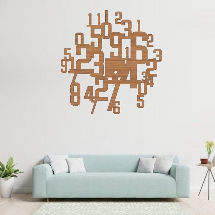 Σετ των 2 Intra απο ξύλο plywood 3mm-4mm πάχος – ξύλο ρολόι τοίχου αριθμών 20x25 cm INTRAVECTRY-MY555128