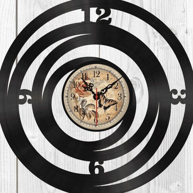 Intra απο ξύλο plywood 3mm-4mm πάχος – ξύλο ρολογιού τοίχου δίσκου βινυλίου σε σχήμα αφηρημένου δαχτυλιδιού 40x40 cm INTRAVECTRY-MY560757