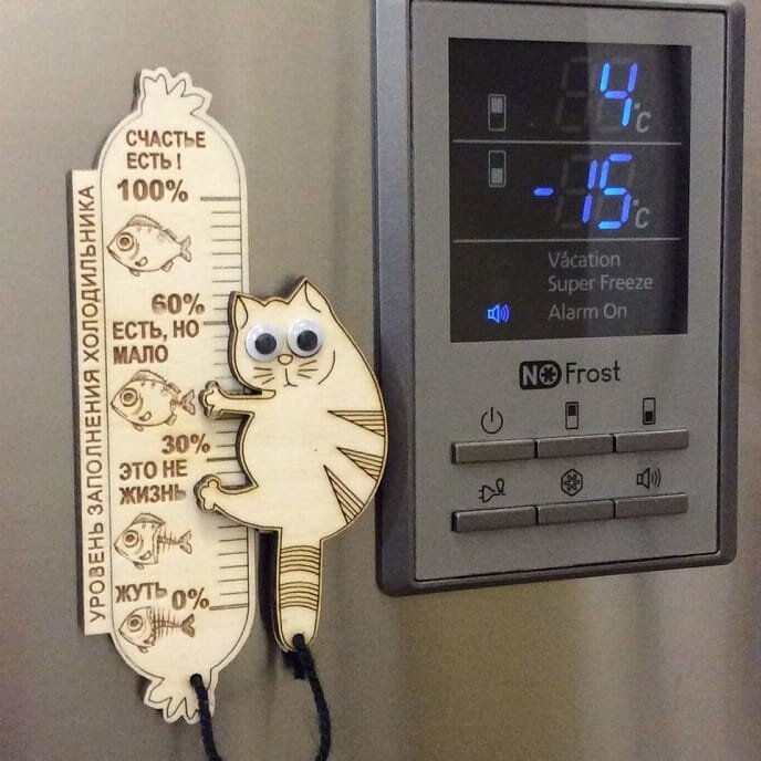 Σετ των 2 Intra απο ξύλο plywood 3mm-4mm πάχος – ξύλο Magnet κατάστασης πλήρωσης ψυγείου 15x15 cm INTRAVECTRY-MY555146