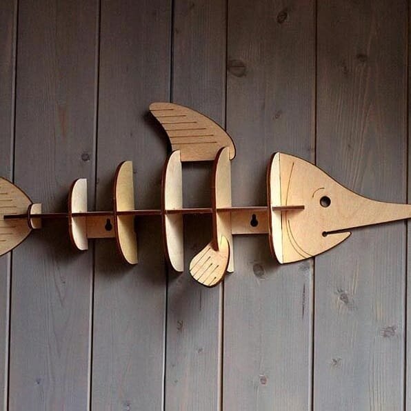 Intra απο ξύλο plywood 3mm-4mm πάχος – ξύλο ραφιού τοίχου ψαριών 40x40 cm INTRAVECTRY-MY555161