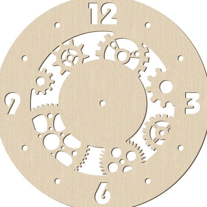 Intra απο ξύλο plywood 3mm-4mm πάχος – Ξύλινο ξύλο ρολογιού τοίχου Steampunk 40x40 cm INTRAVECTRY-MY555203